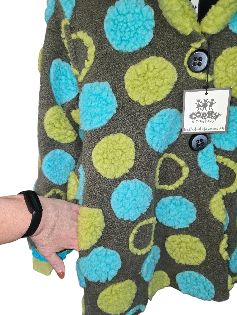 Corky & Company Girls Swing Coat NWT Polka Dot Fleece Jacket w/ Hat Size 8